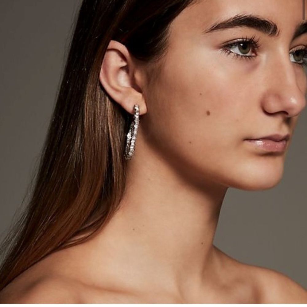 White By Vera Wang Hoop Earrings in Silver